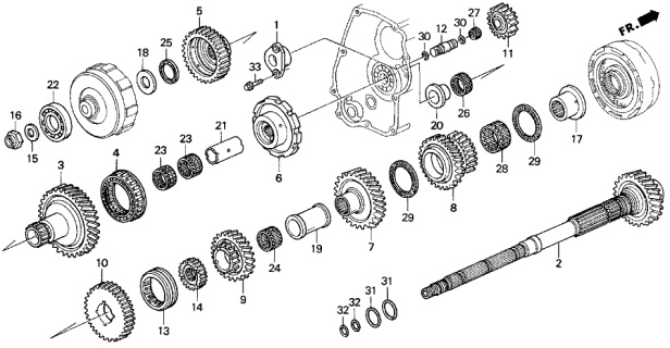 1997 Acura TL Shaft, Reverse Idle Gear Diagram for 23542-P1V-000