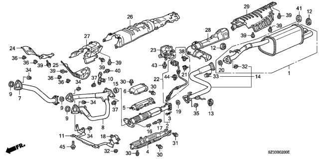 2000 Acura RL Exhaust Pipe Diagram