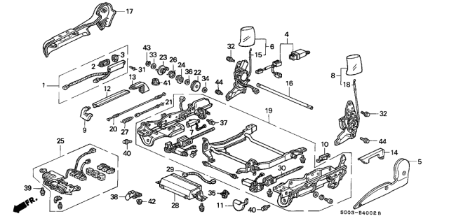 1990 Acura Legend Right Front Power Seat Adjuster Diagram