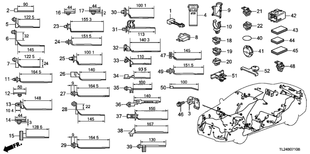 2011 Acura TSX Clip, Wire Harness (44Mm) (Seal) (Natural) Diagram for 91531-SCC-901