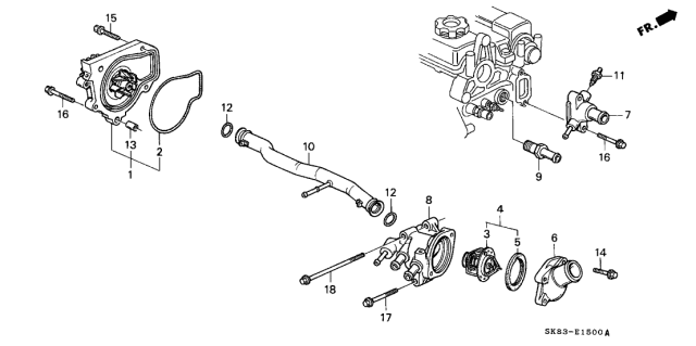1993 Acura Integra 4 Door RS KL 4AT Water Pump Diagram
