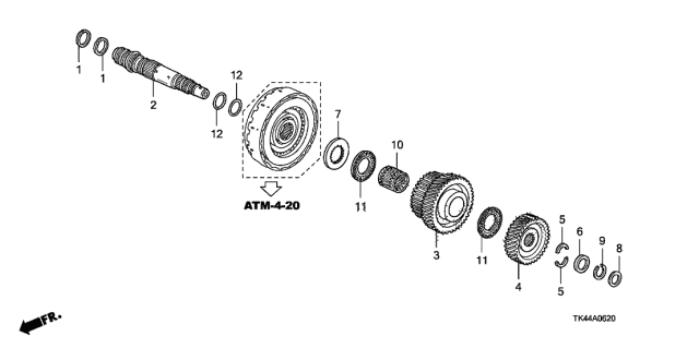 2011 Acura TL 4 Door TECH (AWD HPT) KA 5AT AT Third Shaft Diagram