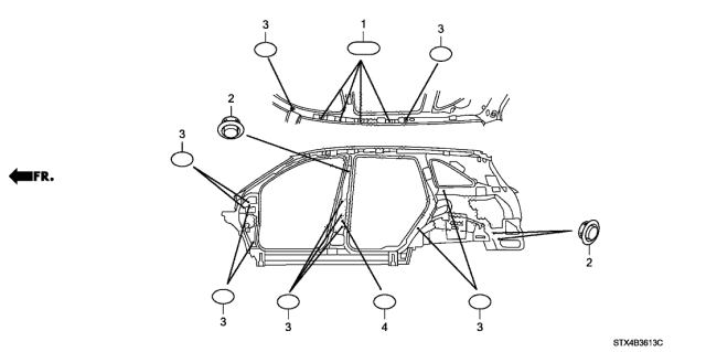 2012 Acura MDX 5 Door TECH KA 6AT Grommet Diagram 2