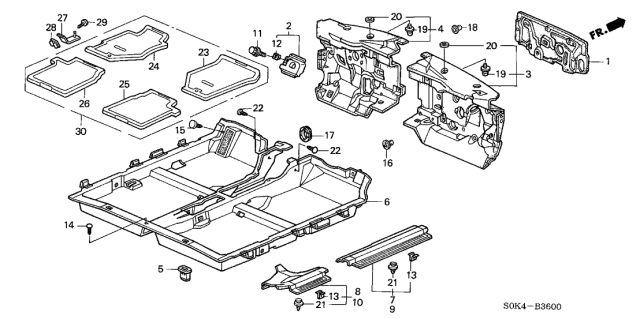 2002 Acura TL 4 Door TL KA 5AT Floor Mat Diagram