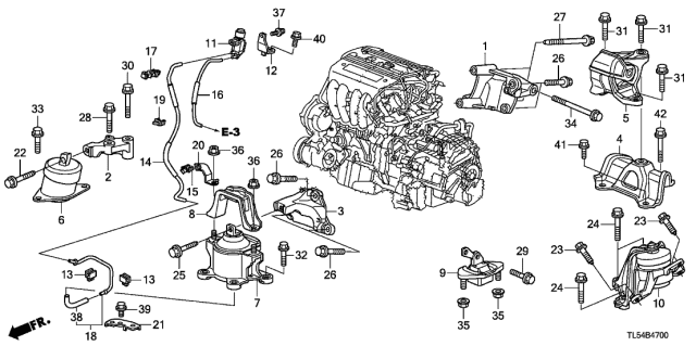 2013 Acura TSX 5 Door TSX KA 5AT Engine Mounts Diagram