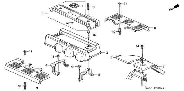 2005 Acura NSX Intake Manifold Top (Acura) Cover Diagram for 17111-PR7-A11