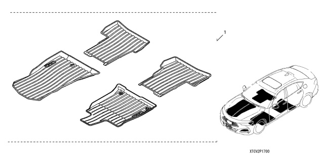 2021 Acura TLX All-Season Floor Mat Diagram