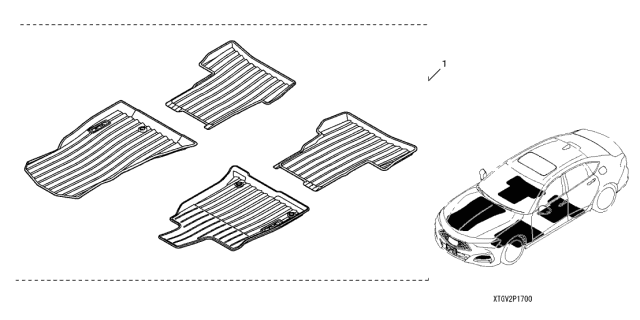 2021 Acura TLX 4 Door ADV KA XAT All-Season Floor Mat Diagram