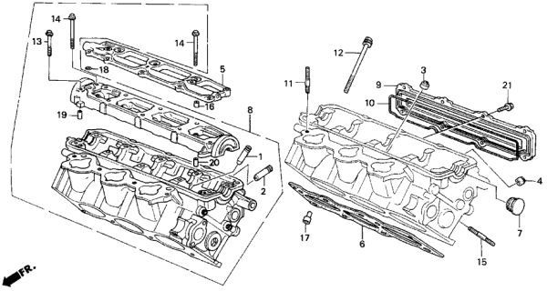 1990 Acura Legend 4 Door L (MOQUETTE) KA 5MT Cylinder Head (Rear) Diagram