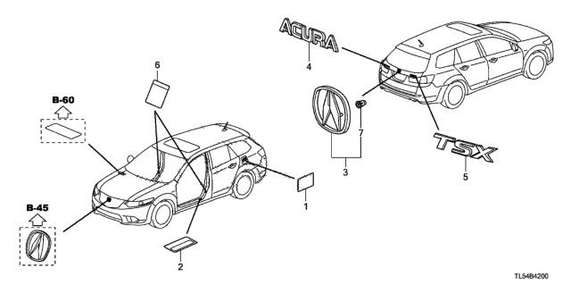 2012 Acura TSX Emblems - Caution Labels Diagram