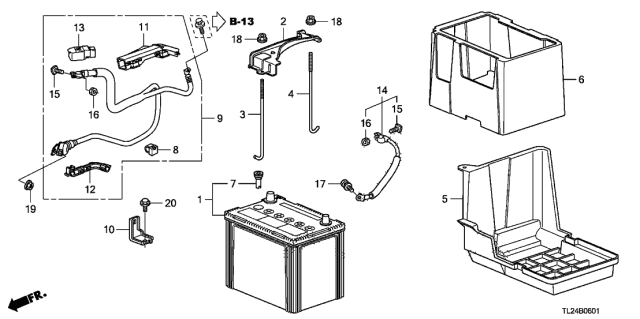 2012 Acura TSX Battery Ground Cable Assembly Diagram for 32600-TP1-A00