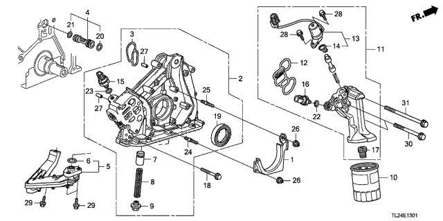2012 Acura TSX 4 Door TSX V6 KA 5AT Oil Pump (V6) Diagram