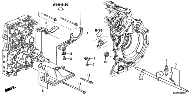 2014 Acura ILX 4 Door TECH KA 5AT AT Shift Fork Diagram
