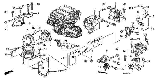 2010 Acura TL Bracket, Rear Engine Mounting Diagram for 50610-TK5-A50