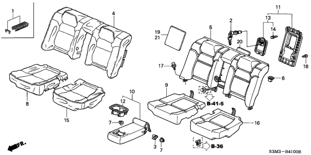 2002 Acura CL Rear Seat Diagram