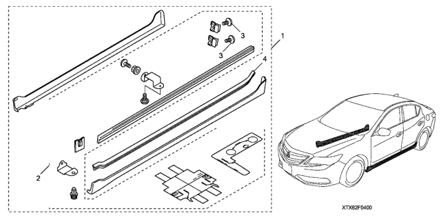 2014 Acura ILX Side Underbody Spoiler Diagram