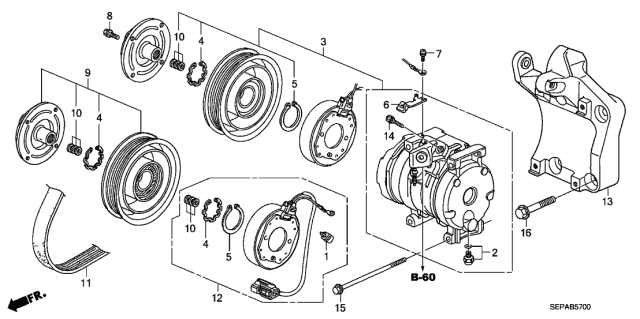 2008 Acura TL Clutch Set Diagram for 38900-RDA-A01