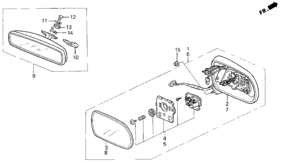 1993 Acura Legend 2 Door LS KL 6MT Mirror Diagram