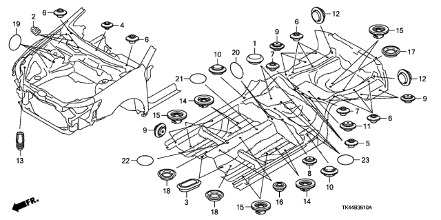2012 Acura TL 4 Door TECH KA 6AT Grommet (Front) Diagram