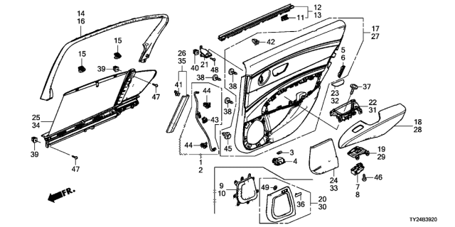 2015 Acura RLX Rear Door Lining Diagram