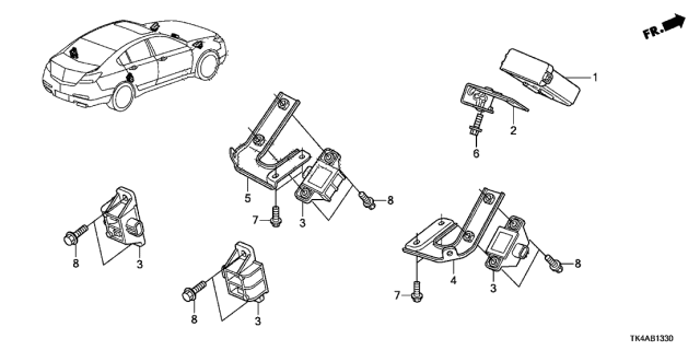 2013 Acura TL 4 Door TECH (SHAWD) KA 6MT TPMS Unit Diagram