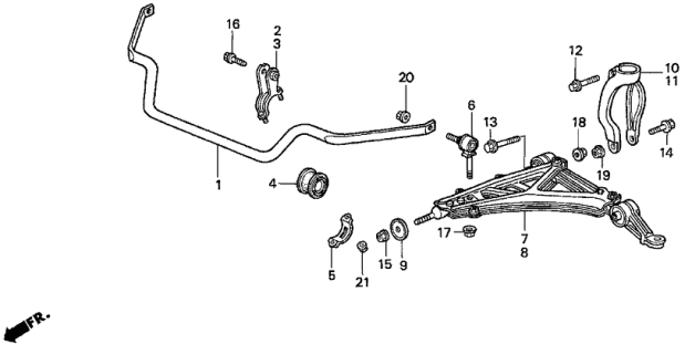 1998 Acura TL Left Front Arm Assembly (Lower) Diagram for 51360-SZ5-A00
