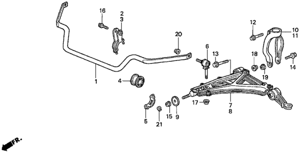 1998 Acura TL Right Front Arm Assembly (Lower) Diagram for 51350-SZ5-A00