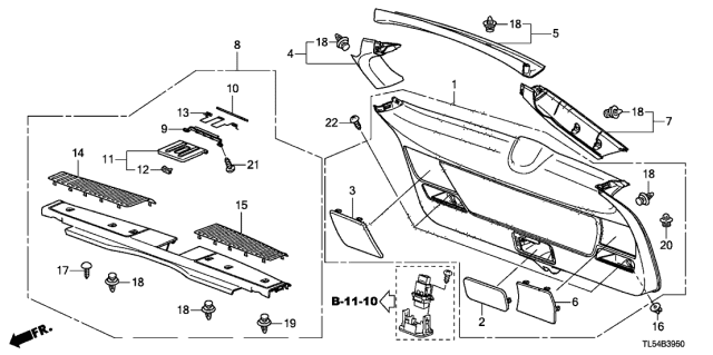 2012 Acura TSX 5 Door TSX KA 5AT Tailgate Lining Diagram