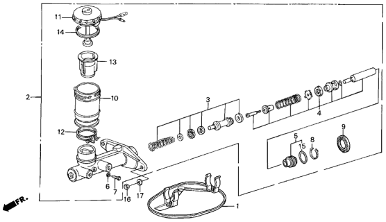 1987 Acura Integra 3 Door LS KA 5MT Brake Master Cylinder Diagram