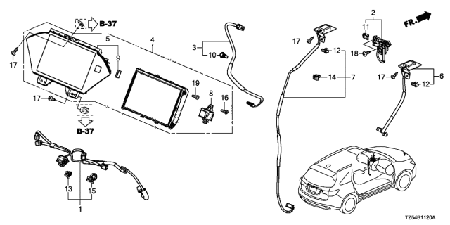 2017 Acura MDX Camera Assembly, Rear Multi View Diagram for 36530-TZ6-H01