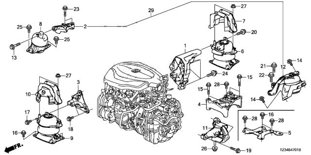 2020 Acura TLX Engine Mounts Diagram