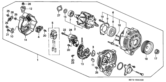 1993 Acura Integra Alternator Assembly (Cjp92) (Denso) Diagram for 31100-PR4-C02