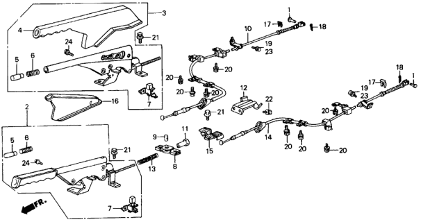 1987 Acura Integra Lever Assembly, Parking Brake Diagram for 47105-SB3-000