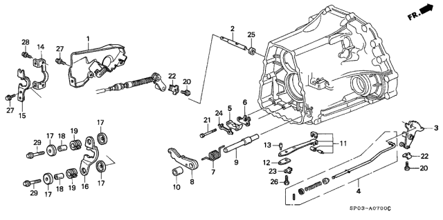 1992 Acura Legend 4 Door STD KA 4AT AT Control Lever Diagram