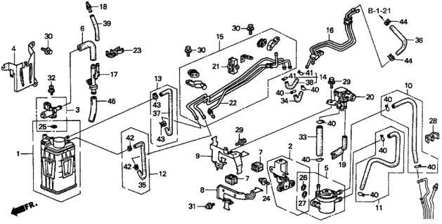 1997 Acura TL 4 Door BAS2.5 KA 4AT Canister - Vent Valve Diagram