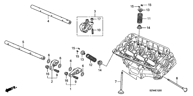 2013 Acura ZDX 5 Door ZDX KA 6AT Valve - Rocker Arm (Front) Diagram
