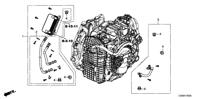 2019 Acura TLX 4 Door ADV (AWD 19INCH) KA 9AT AT Oil Cooler - Pipes Diagram
