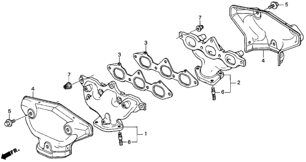 1998 Acura CL 2 Door BAS3.0 KL 4AT Exhaust Manifold Diagram