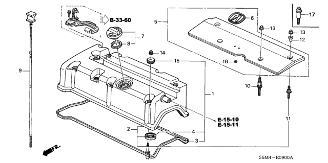 2004 Acura RSX Dipstick, Oil Diagram for 15650-PNC-004