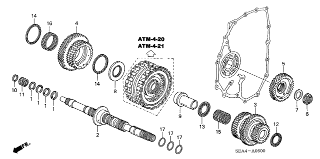2007 Acura TSX 4 Door TSX (NAVIGATION) KA 5AT AT Mainshaft Diagram