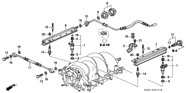 1998 Acura RL Fuel Injector Diagram