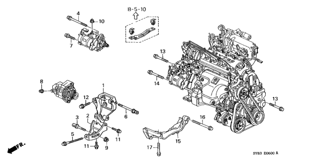 1997 Acura CL Bracket, Alternator Diagram for 31112-P0A-A00