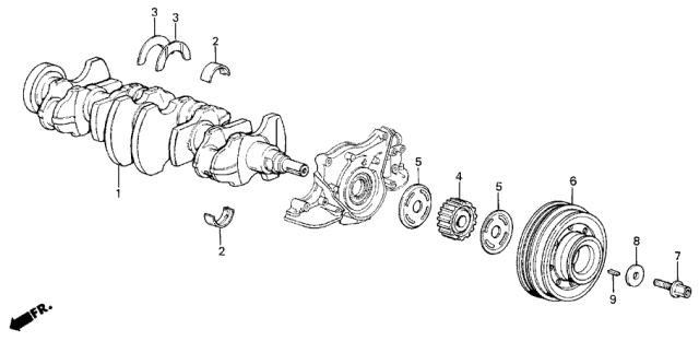 1987 Acura Integra Bearing B, Main (Black) (Taiho) Diagram for 13322-PH3-004