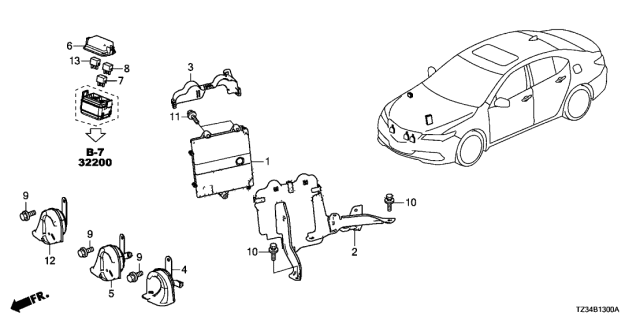 2019 Acura TLX Control Unit - Engine Room Diagram 1