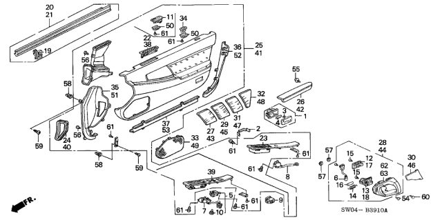 2001 Acura NSX Front Door Lining Diagram