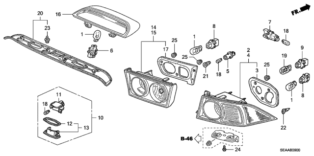 2008 Acura TSX 4 Door TSX (NAVIGATION) KA 5AT Taillight - License Light Diagram