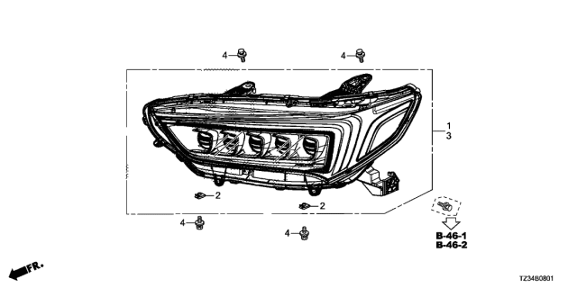 2019 Acura TLX Passenger Right Led Headlamp Diagram for 33100-TZ3-A51