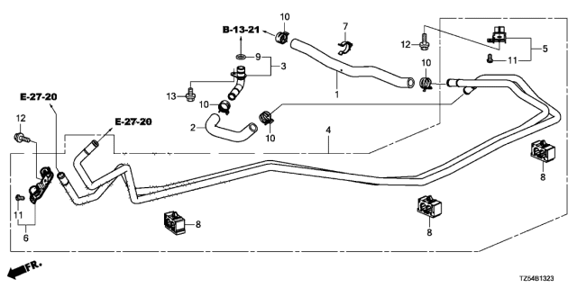 2019 Acura MDX 5 Door ADV (HYBRID (AWD)) KA DCT PCU Cooling Pipe Diagram