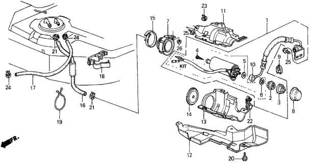 1986 Acura Integra Fuel Pump Assembly (Denso) Diagram for 16700-PG7-661