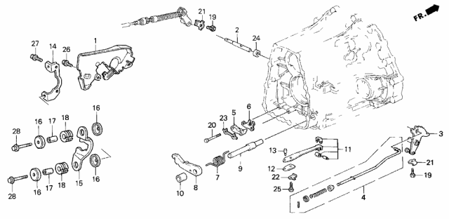 1995 Acura Legend AT Control Lever Diagram